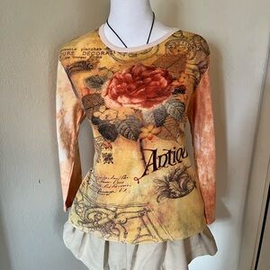 Antique Orange and Yellow Artistic Blouse